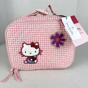 NWT Vera Bradley Hello Kitty Gingham Lay Flat Lunch Box Bag Pink Lunchbox